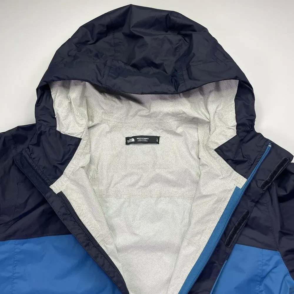 North Face Venture 2 Jacket Mens Large With Hood Blue Colorblock Two Tone